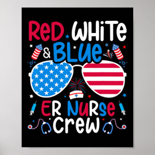Póster 4 De Julio, Red White Blue Er Enfermera Patriótica