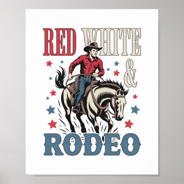 Póster 4 de julio Rodeo Cowboy (Frente)
