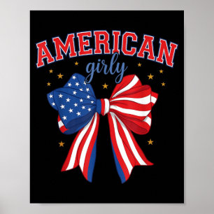 Póster 4 de Julio Rojo Blanco y Azul Americana Femenina