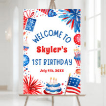 4 de julio Signo de bienvenida Patriótico Primer C