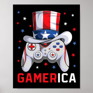 Póster 4 De Julio Videojuego Bandera Americana Tío Sam Ga