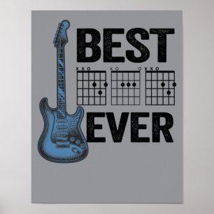 Póster 4 divertidos acordes Mejor papá del mundo Guitarra