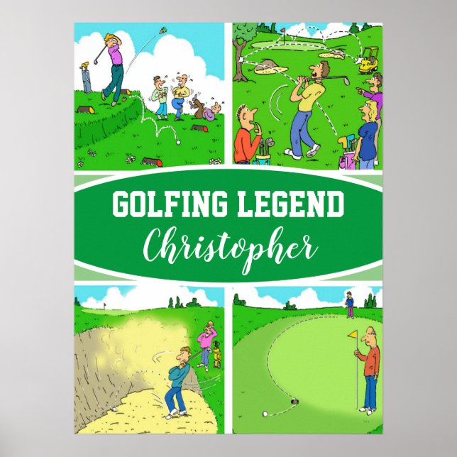 Póster 4 divertidos Personalizados de golf para una leyen (Frente)