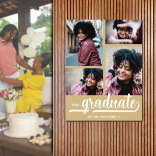 Póster 4 fotos modernas sobre graduación de oro
