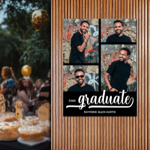 Póster 4 fotos modernas sobre graduación negra