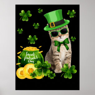 Póster 4 Gatito Minino Amante de los Gatos Día de San Pat