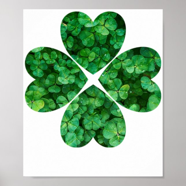 Póster 4 Heart Clover St Patrick's Day Shamrock irlandés (Frente)