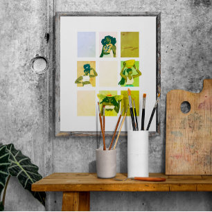 Póster 4 Hermosas damas negras estilo de gruns artístico