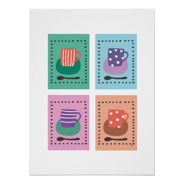 Póster 4 kopjes met rand (Anverso)