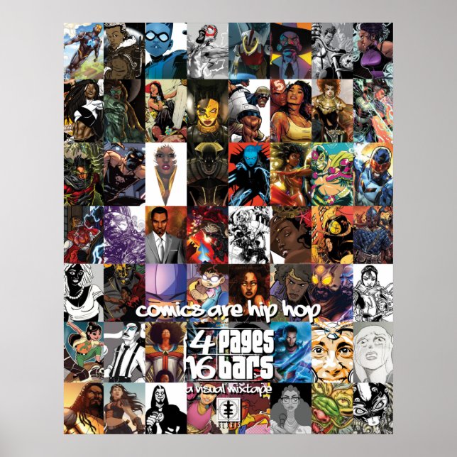 Póster 4 Páginas 16 Bares: "Los cómics son hip hop" (Frente)