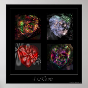 Póster 4 poster cuadrado de corazón