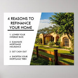 Póster 4 Razones para refinanciar la oficina de hipotecas