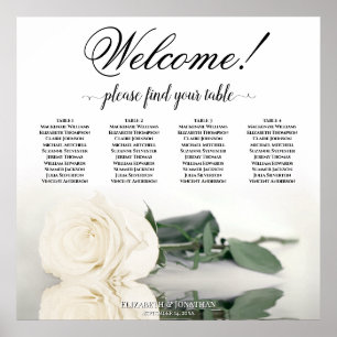Póster 4 Tabla de asientos Elegantes de Boda de Rosa Blan