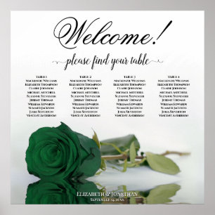 Póster 4 Tabla de asientos elegantes de Rosa verde esmera