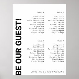 Póster 4 tabla Tabla de asientos simple Boda blanco