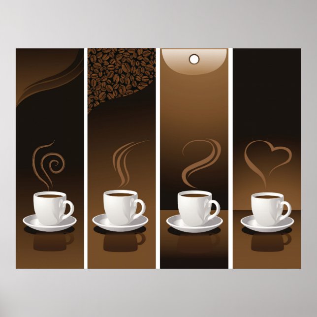 Póster 4 tazas de café en vector (Frente)