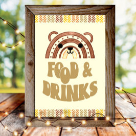 Póster 4 x 6 Comida y bebidas Boho Woodland Bear Cumpleañ