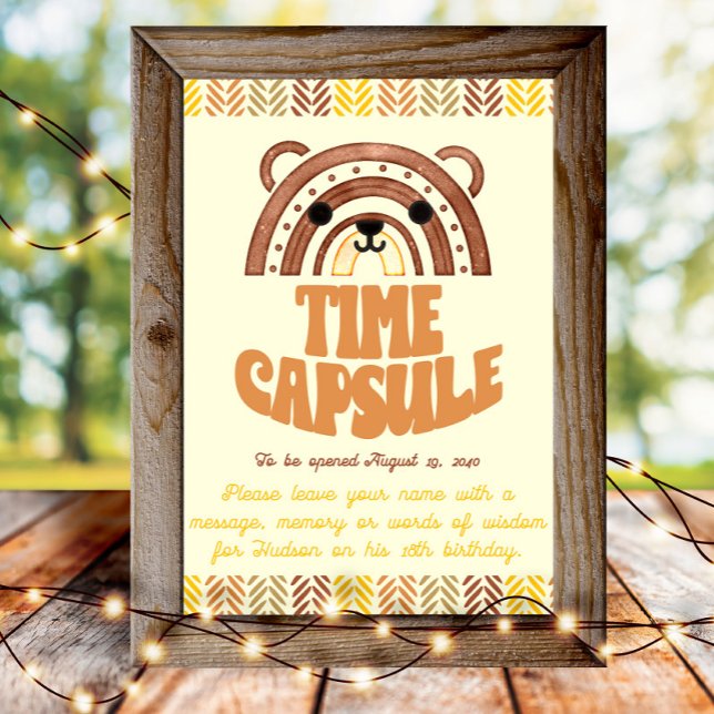 Póster 4 x 6 Tiempo Cápsula Boho Woodland Bear Cumpleaños (Subido por el creador)