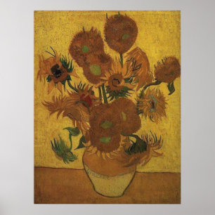 Póster 4ta versión de los girasoles con el fondo
