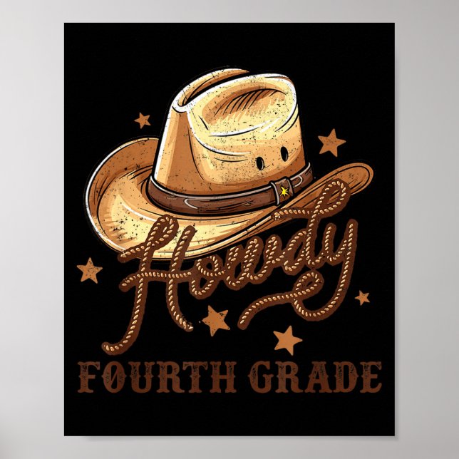 Póster 4th Grade Teacher Rodeo Country Western Howdy Four (Frente)