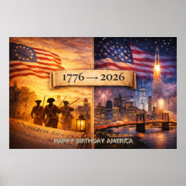 Póster 4th of July America 1776 to 2026 USA 250th Party