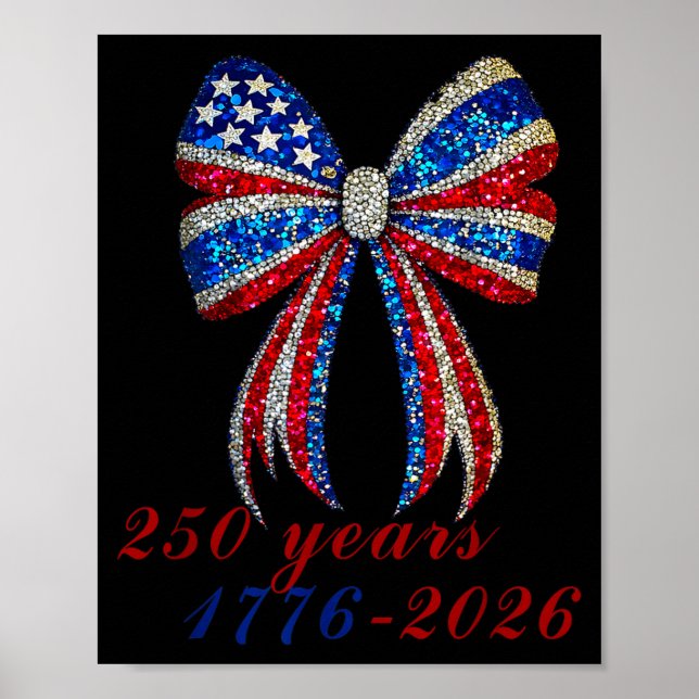 Póster 4th Of July Coquette American Flag Bow Funny Girls (Frente)