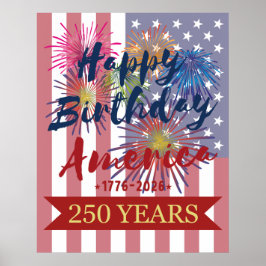 Póster 4th of July Happy Birthday America USA 250th