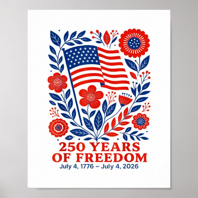 Póster 4th of July Patriotic 250th Anniversary 250 Years  (Frente)