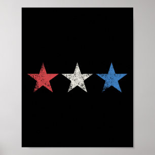 Póster 4th Red White Blue Stars Cute Usa Patriotic Americ