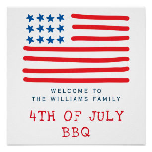 Póster 4to de la bandera americana del Bbq el   de julio