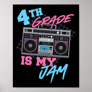 Póster 4to grado es mi pasión - Profesora con boombox vin