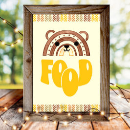 Póster 4x6 Estación de alimentos Boho Woodland Bear Cumpl
