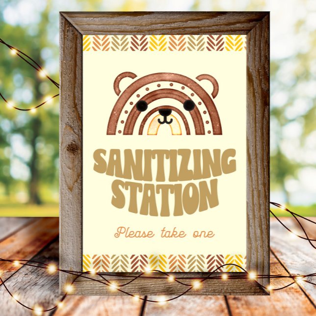 Póster 4x6 Estación de Sanitizer Boho Woodland Bear Cumpl (Subido por el creador)