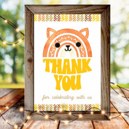 Póster 4x6 Gracias Boho Woodland Zorro Cumpleaños