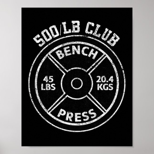Póster 500 Lbs Pound Bench Press Club Gym Weightlifting P (Frente)
