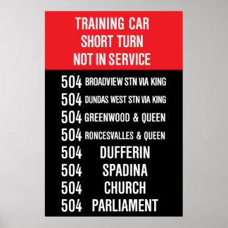 Póster 504 KING streetcar rollsign - CLRV/ALRV