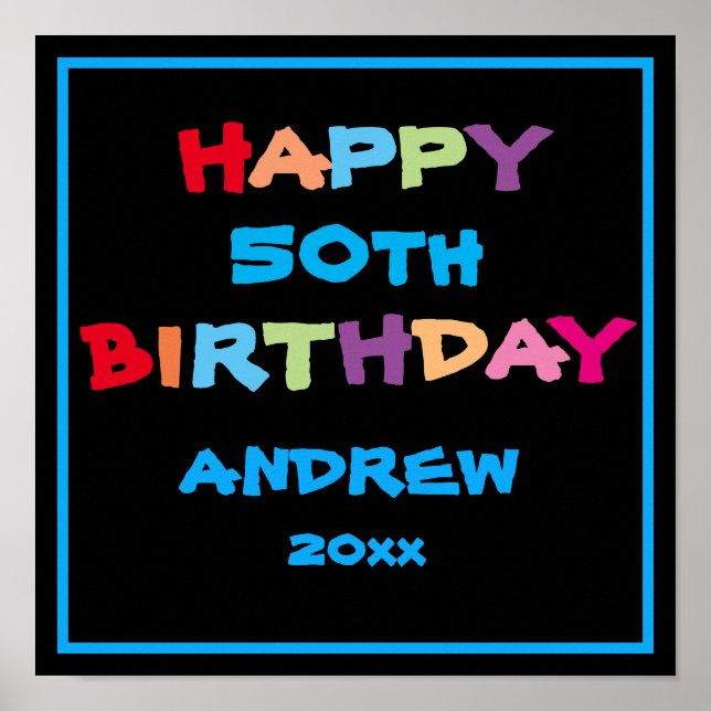 Póster 50.ª bienvenida a nombre personalizado de cumpleañ (Frente)