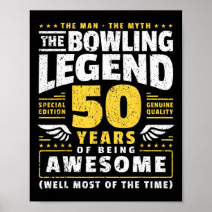 Póster 50.ª Bola de cumpleaños Bowler de 50 años