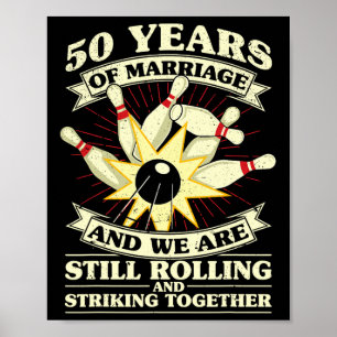 Póster 50.º aniversario Boda Bowling, esposa casada Husb