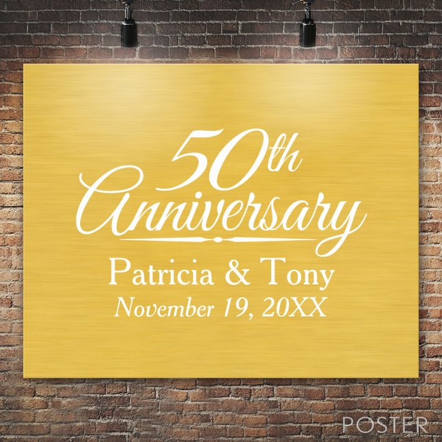 Póster 50.º aniversario Boda de oro personalizado (Anniversary Poster)