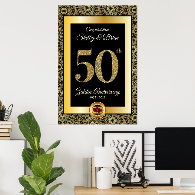 Póster 50.º Aniversario de Oro Cartel de bienvenida (Oficina en casa)