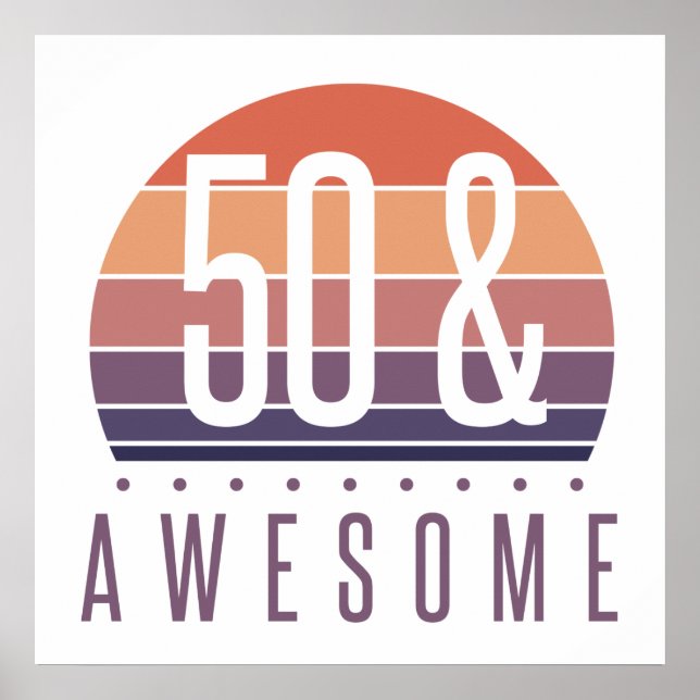 Póster 50.º Atardecer Retro (Frente)