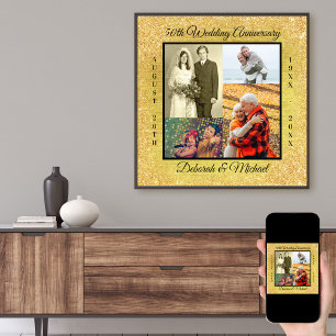Póster 50.º Collage de fotos de Aniversario Boda