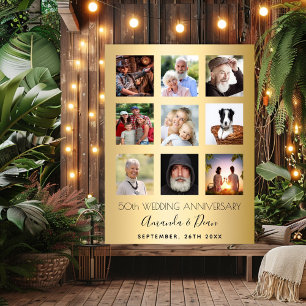 Póster 50.º collage de fotos del aniversario de los bodas