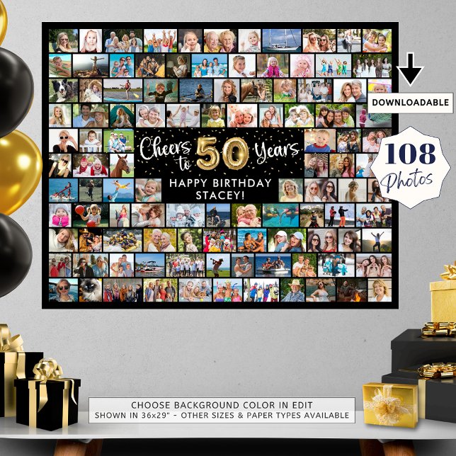 Póster 50.º cumpleaños 108 fotos de Black Gold Cheers al  (Subido por el creador)