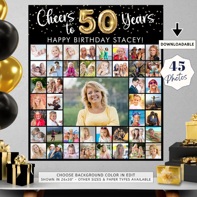 Póster 50.º cumpleaños 45 Collages de fotos de vítores a  (Subido por el creador)