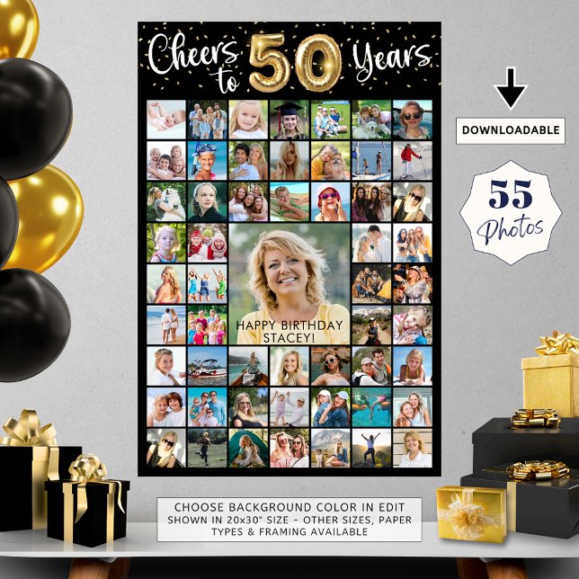 Póster 50.º cumpleaños 55 Collages de fotos de vítores a  (Subido por el creador)