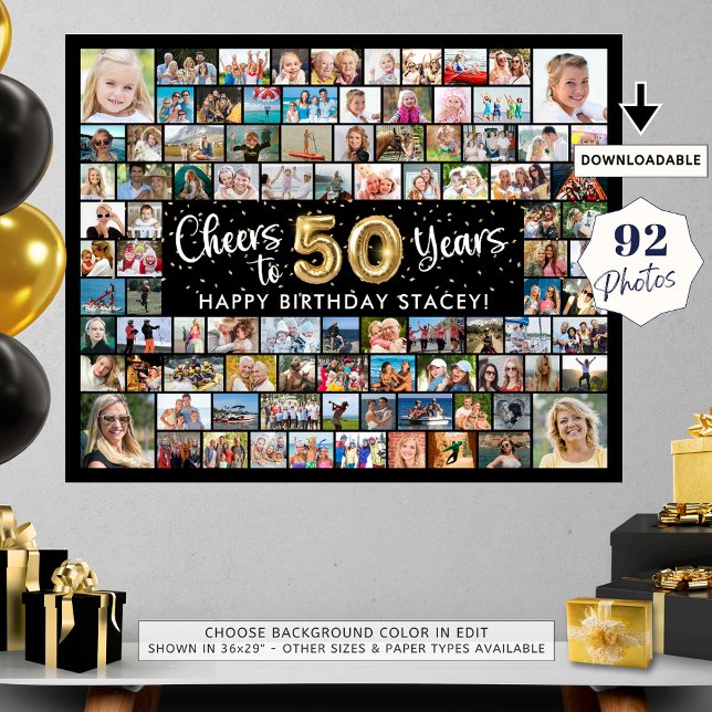 Póster 50.º cumpleaños 92 fotos Saludos de oro negro al a (Subido por el creador)