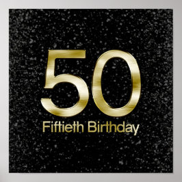Póster 50.º cumpleaños, elegante oro negro