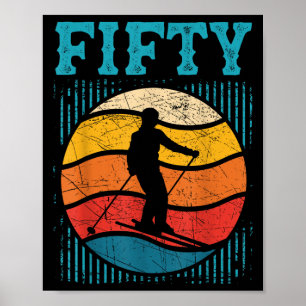 Póster 50.º Cumpleaños Esquí Retro Hombres de 50 años